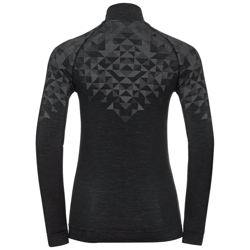2024 Odlo Kinship Womens merino base layer zip top black-1